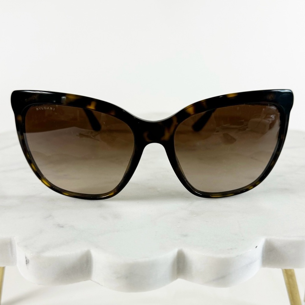 Bvlgari Tortoiseshell Cat Eye Sunglasses with Brown Gradient Lenses